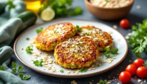 Zucchini-Puffer aus dem Airfryer, knusprig und kalorienarm in nur 10 Minuten!