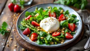 Spargelsalat mit Erdbeeren und Burrata, das Trendrezept 2026 aus der Berliner Gastro-Szene
