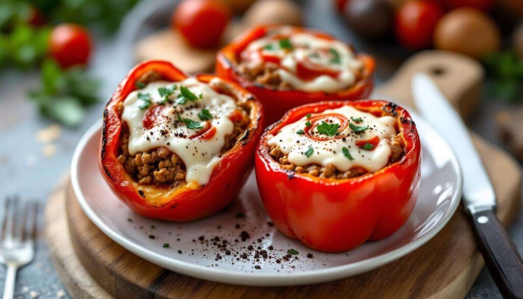 Gefüllte Paprika aus dem Airfryer von Tefal, nur 18 Minuten und kein Tropfen Öl!