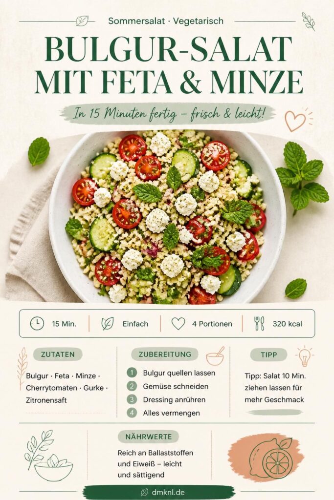 Bulgur-Salat mit Feta und Minze – Pin für Pinterest