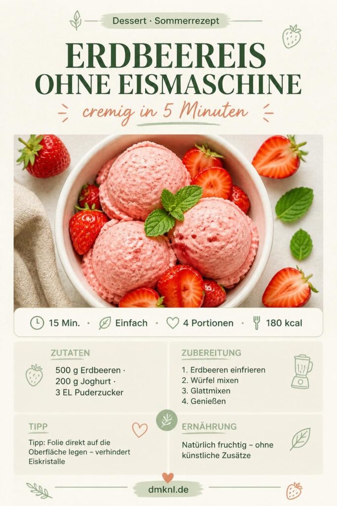 Cremiges Erdbeereis ohne Eismaschine – der 5-Minuten-Trick für Hitzewellen