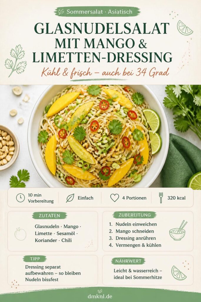 Kalter Glasnudelsalat mit Mango und Limetten-Dressing – Pinterest-Pin mit Rezept