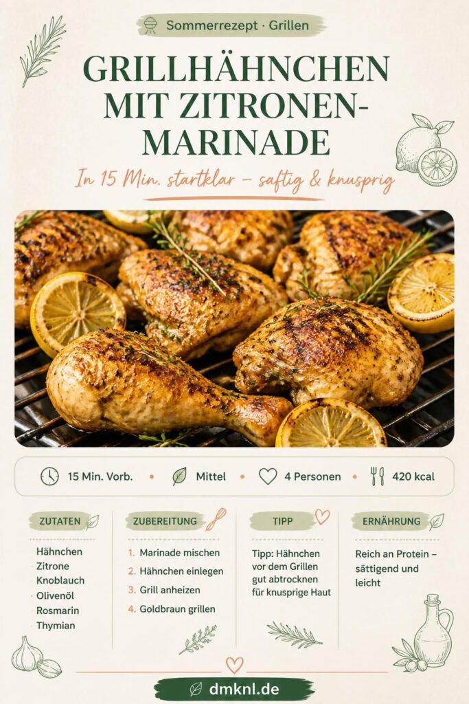 Grillhähnchen mit Zitronen-Marinade – Pinterest-Rezeptkarte