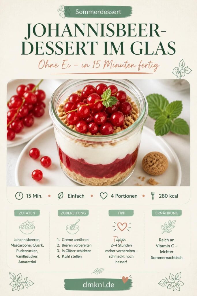 Johannisbeer-Dessert im Glas – Rezept-Pin für Pinterest