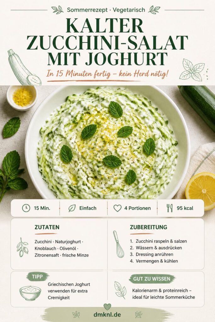 Kalter Zucchini-Salat mit Joghurt – Rezept zum Pinnen
