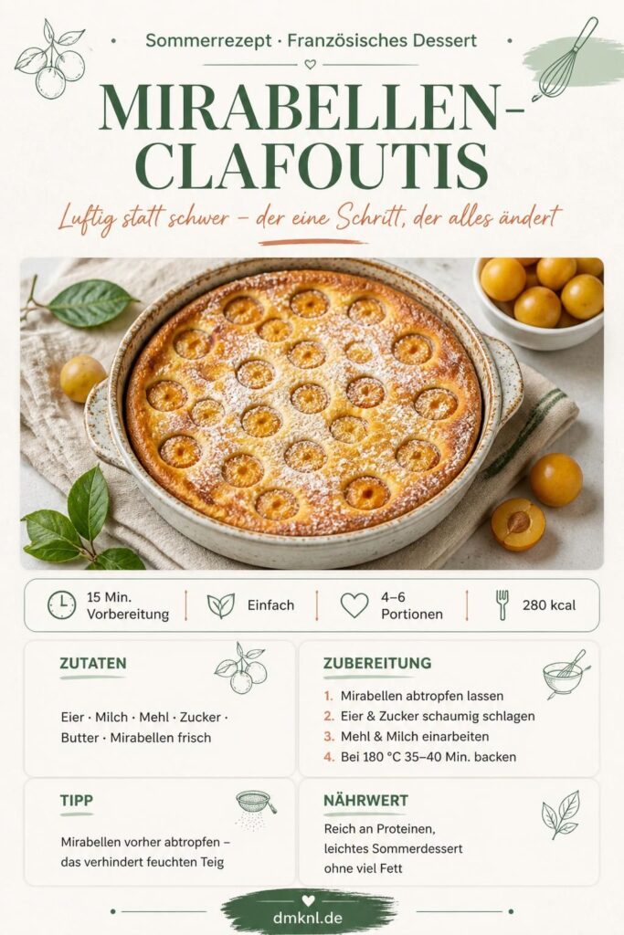 Mirabellen-Clafoutis luftiger Teig – Rezept merken auf Pinterest