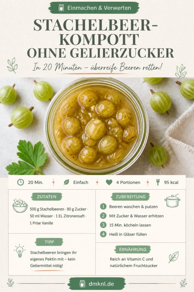 Stachelbeer-Kompott ohne Gelierzucker im Schraubglas, Pinterest-Pin